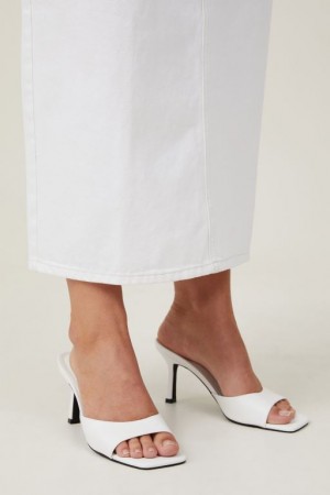 Cotton On Edie Single Strap Mule Women's Heels White | I82XGQ9d6tW