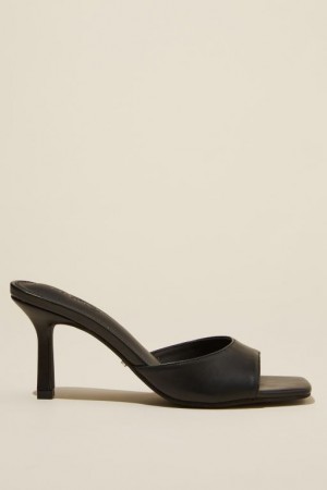 Cotton On Edie Single Strap Mule Women's Heels Black | 9OKmIuSgQmD