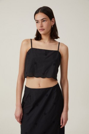 Cotton On Ellie Tie Back Cami Women's Shirts Black | vuzaBJ56s42