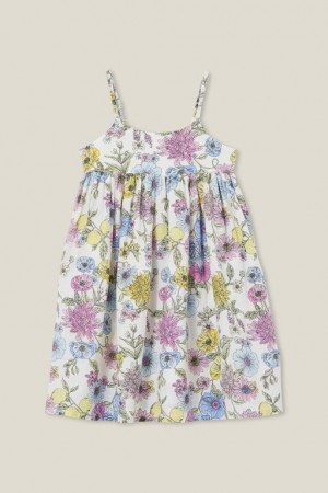 Cotton On Eloise Sleeveless Girls' Dress Light Yellow | caMPdFQfO8c