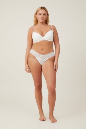 Cotton On Everyday Lace Brief Women's Thong Cream | VVUyS33SxTH