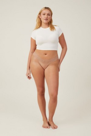 Cotton On Everyday Lace Comfy Women's Thong Maple | vq8tcLma7L3