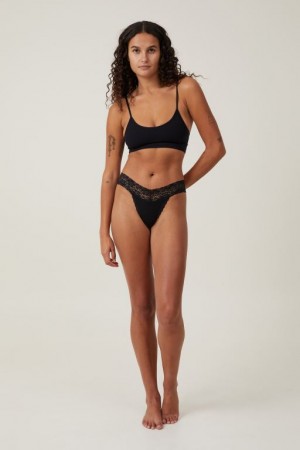 Cotton On Everyday Lace Comfy Women's Thong Black | 3YdUhb9BLi7