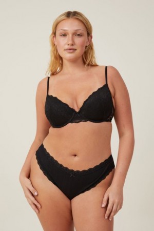 Cotton On Everyday Lace Lightly Lined Women's Bras Black | cNPVFXsX32y