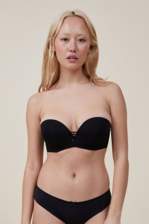 Cotton On Everyday Lace Strapless Push Up 2 Women's Bras Black | 8RHHr1uHOeU