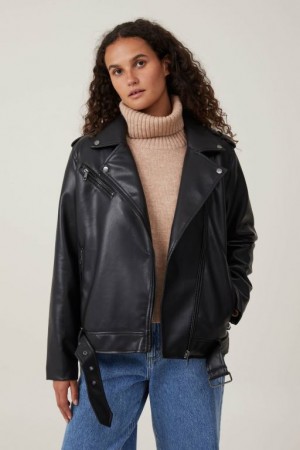 Cotton On Faux Leather Biker Women's Jackets Black | bDBxUwm5xkl