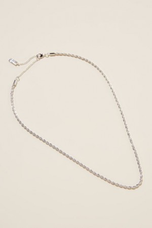 Cotton On Fine Chain Necklace Women's Jewellery Silver | TbESYOfxGQy