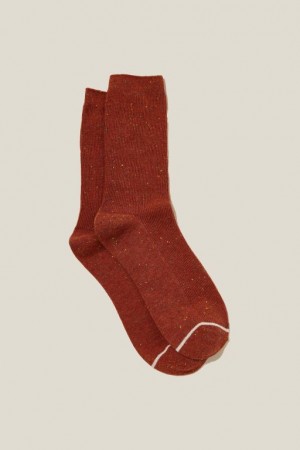 Cotton On Fine Ribbed Crew Women's Socks Red | ckR4q4dg96M