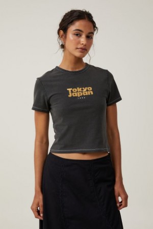 Cotton On Fitted Graphic Longline Women's Graphic T-Shirts Black | ZqZN8Z4ytI8