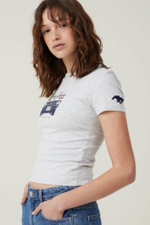 Cotton On Fitted Longline Ford Women's Graphic T-Shirts Light Grey | BU89ydrK2L1