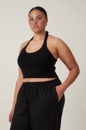 Cotton On Fitted Summer Halter Women's Knitwear Black | zDRFA1azU6i
