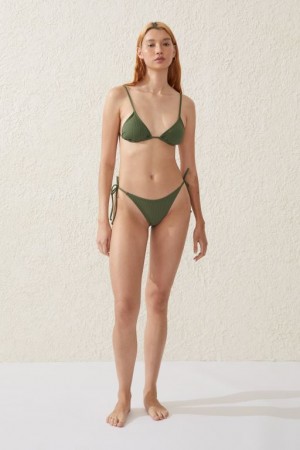 Cotton On Fixed Tie Side Cheeky Women's Bikini Bottoms Khaki | gQR3iIGDo7W