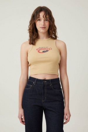 Cotton On Ford License Racer Women's Tanks Light Brown | LefKJaA3vRV