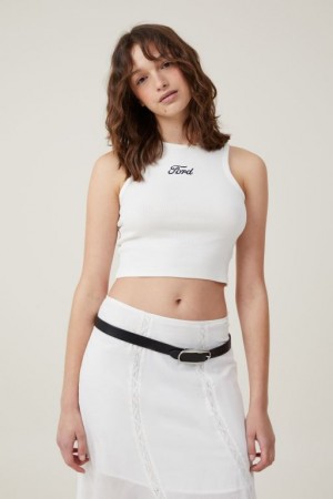 Cotton On Ford License Racer Women's Tanks White | eGMOcfZr0bz