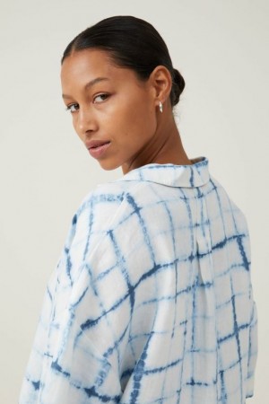 Cotton On Frankie Linen Short Sleeve Women's Shirts Shibori | MY6kylrGC3k