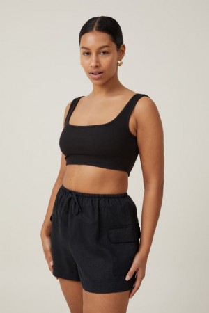 Cotton On Frankie Linen Women's Shorts Black | 7gZ3ylhNw8Z