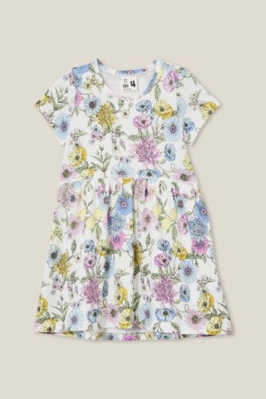 Cotton On Freya Short Sleeve Girls' Dress Light Yellow | UySG5MtoHLY
