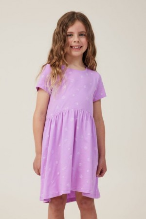 Cotton On Freya Short Sleeve Girls' Dress Lavender | Y0wH6DxGYkL
