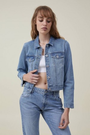Cotton On Girlfriend Denim Women's Jackets Blue | LlvKbaTwqvh