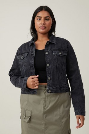 Cotton On Girlfriend Denim Women's Jackets Deep Grey Black | 98ONnT0Znsj