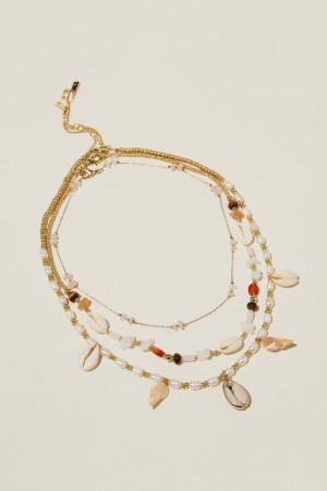 Cotton On Golden Hour 3Pk Necklace Women's Jewellery Gold | Bu6BPOY7jts