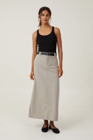 Cotton On Harper Suiting Maxi Women's Skirt Grey Brown | B7B555mMOCQ