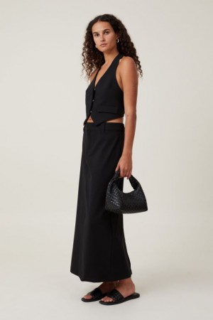 Cotton On Harper Suiting Maxi Women's Skirt Black | O5pwPq9bZ7q