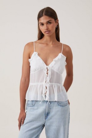 Cotton On Harper Tie Up Cami Women's Shirts White | 98GHBsW0hva