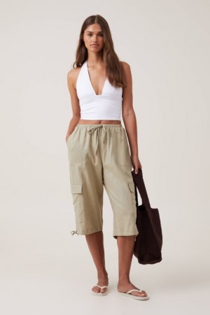Cotton On Haven Capri Women's Pants Olive | 3g3tb6Iv3e1