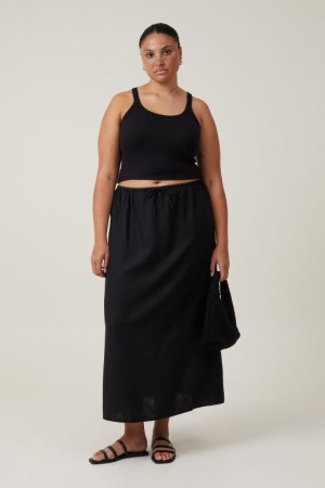 Cotton On Haven Maxi Slip Women's Skirt Black | I34IgkcpSKy