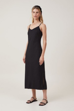 Cotton On Haven Slip Women's Midi Dress Black | Dd8vCIlgbFV