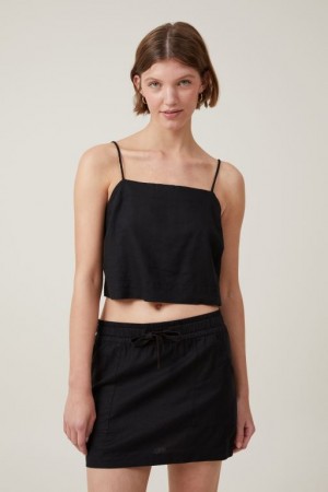 Cotton On Haven Tie Back Cami Women's Shirts Black | 8sjq7SuA9Ig