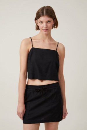 Cotton On Haven Tie Back Women's Cami Black | jmKMJXG41Jp