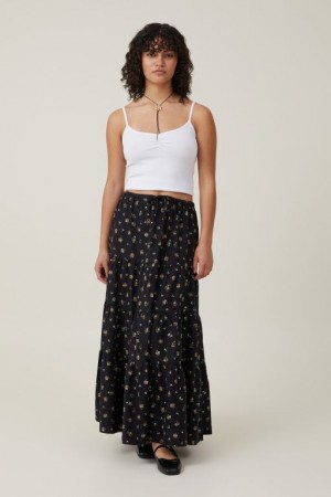 Cotton On Haven Tiered Maxi Women's Skirt Black | gqYfjnuPvTL