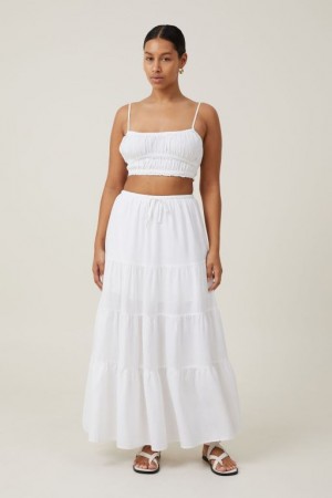 Cotton On Haven Tiered Maxi Women's Skirt White | WIMEhV6syn1