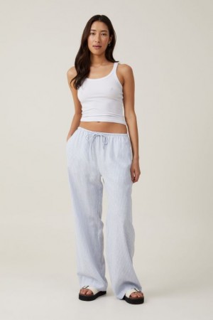 Cotton On Haven Wide Leg Women's Pants Blue Stripes | y5zNieCYXta