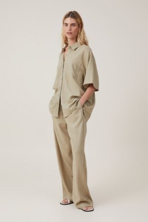 Cotton On Haven Wide Leg Women's Pants Olive | 9NYZHEpk6g9
