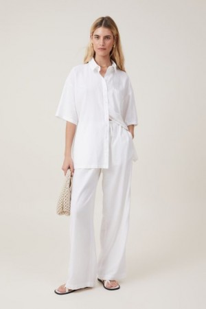 Cotton On Haven Wide Leg Women's Pants White | UJALiTJr97G
