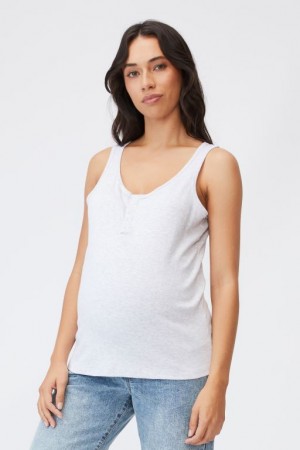 Cotton On Henley Sleeveless Tank Women's Maternity Wear Silver | 8546aVJW4HL