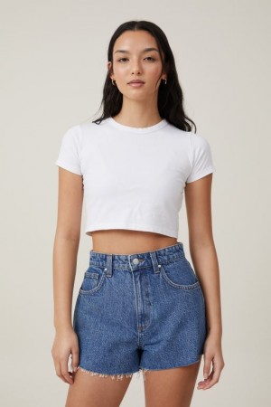 Cotton On High Mom Denim Women's Shorts Blue | aW79rhQxRve