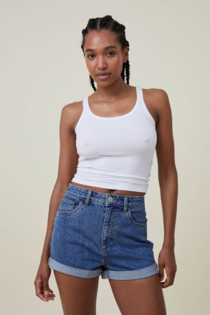 Cotton On High Rise Classic Stretch Denim Women's Shorts Blue | mlJtIwogT2Q