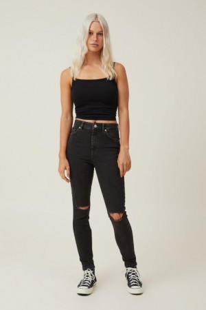 Cotton On High Rise Skinny Jean Women's Pants Deep Grey Black | ADnhmMPKMdn