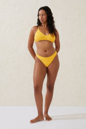Cotton On High Side Brazilian Seam Women's Bikini Bottoms Lemoncello | XyAllHVwRXk