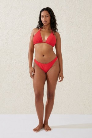 Cotton On High Side Brazilian Seam Women's Bikini Bottoms Red | clo62SmNDAB