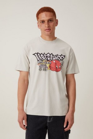 Cotton On Hot Stuff Loose Fit Men's Graphic T-Shirts White | pl2ZO07Vxxs