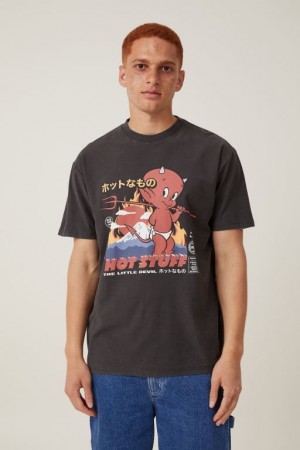 Cotton On Hot Stuff Loose Fit Men's Graphic T-Shirts Black | Rqzv7SarxZh
