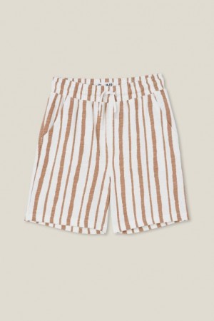 Cotton On Hudson Slouch Boys' Shorts Light Yellow / Brown Stripes | hMFX48wK1iX