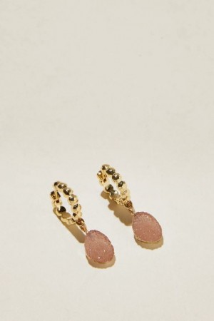 Cotton On Huggie Hoop Earring Women's Jewellery Gold Rose | OAaLElV4XQ4