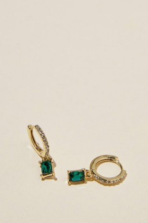Cotton On Huggie Hoop Earring Women's Jewellery Gold Turquoise | aLcjjeK3GKs
