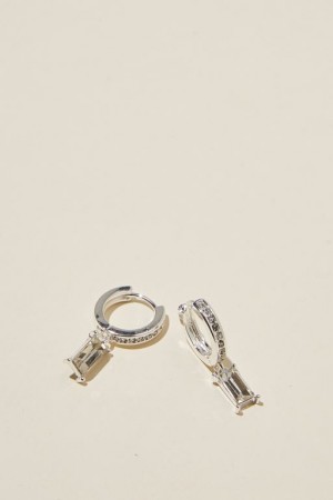 Cotton On Huggie Hoop Earring Women's Jewellery Silver | ry9ff59Nlmy
